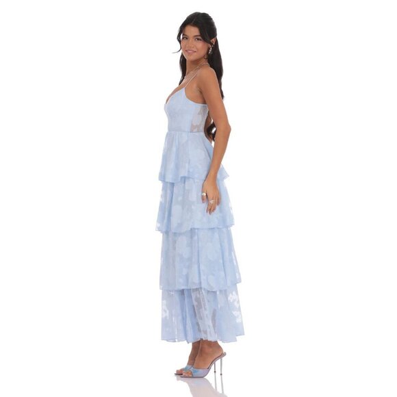 COMING SOON LUCY IN THE SKY BLUE LACE MAXI DRESS - Picture 2 of 3
